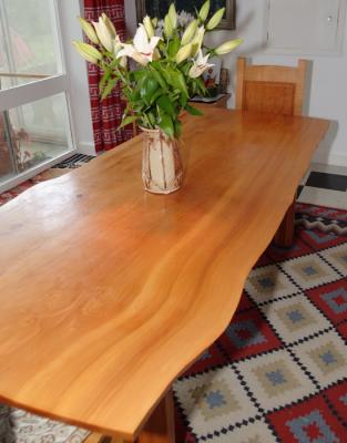 Cedar and ash dining table. The top from four pieces of Deodar Cedar.